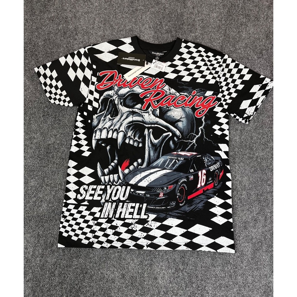 BrandMakers Group Men's Driven Racing Graphic Black T-shirt  Size S NWT